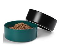Kitwinney Large Dog Bowls, Non Slip Heavy Ceramic Dog Food and Water Bowl with White Silicone Base, 2 Pack Pet Feeding Bowls for Medium, Big and Giant Dogs (Black+Green, 8 Inches)