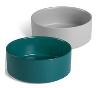 Kitwinney Large Dog Bowls, Non Slip Heavy Ceramic Dog Food and Water Bowl with White Silicone Base, 2 Pack Pet Feeding Bowls for Medium Big and Giant Dogs (Grey+Green, 8 Inches)
