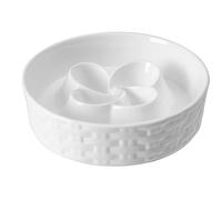 Kitwinney Slow Feeder Dog Bowls, Non Slip Ceramic Dog Bowl with Silicone Base, Slow Eating and Water Drinking Bowls, Heavy Food Bowl for Medium and Large Breed(White, 8")