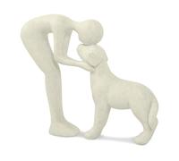 Kityemo Beige Dog Memorial Statue - Puppy & Boy Kissing Sculpture, Ceramic Pet Remembrance Gift for Dog Lovers, Dog Ornament for Home Décor, Sympathy Gift for Loss of Beloved Dog