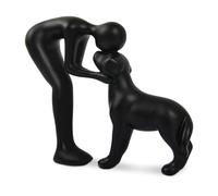 Kityemo Black Dog Memorial Statue - Puppy & Boy Kissing Sculpture, Ceramic Pet Remembrance Gift for Dog Lovers, Dog Ornament for Home Décor, Sympathy Gift for Loss of Beloved Dog