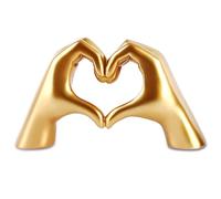Kityemo Gold Resin Heart Hands Sculpture - Modern TV Unit & Bookshelf Decor, Aesthetic Golden Home Accent, Minimalist Living Room Table Centrepiece, Wall Art Gift
