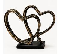 Kityemo Golden Two Hearts United by a Cross Sculpture for Couples, Parents, or Newlyweds - Wedding Idea - Romantic Home Decor Statue for Husband, Wife & Couples
