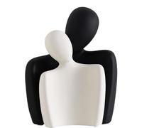 Kityemo Modern Ceramic Couple Sculpture - Abstract Love Statue Ornament Figurine for Home Decor in Living Room, Bedroom, or Office - Unique Couple Gift - White and Black Design
