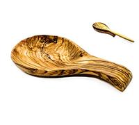 Kityemo Olive Wooden Spoon Rest Cooking Spoon Holder Organizer Heat-Resistant Wood Utensil Rest, Spoon Holder for Stove Top, Kitchen Utensil Holder for Ladles, Turner, Brush, Spatula& Mor
