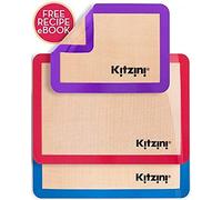 Kitzini Silicone Baking Mat Set. Non-Stick Reusable Mats for Baking. BPA Free. 2 Half Sheets & 1 Quarter Baking Mats