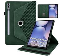 Kitzomi Case for Samsung Galaxy Tab S10 Plus 2024/ S9 FE Plus 5G 12.4 Inch 2023 with Pocket 360° Rotating Multi-Angle Stand Cover Auto Wake/Sleep PU Leather Business Folio Protective Cases, Green