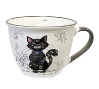 KIUB Timpani Bowl with Handle - Black Cat Design - Fine Porcelain Material - Capacity 550 ml
