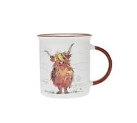 KIUB Mug with Farm Animals, Woods and Mountains - Scottish Cow Design - Fine Porcelain Material - Capacity 320 ml