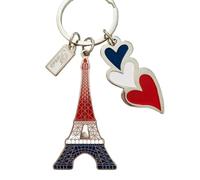 KIUB Paris Eiffel Tower Keychain Metal Hearts Blue, Unisex-Adults