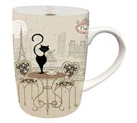 KIUB - Paris Eiffel Tower Mug - Paris Café with a Cat Design - Fine Porcelain - Capacity 370 ml