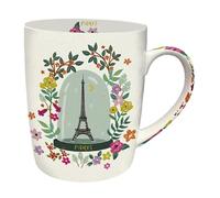 KIUB Paris Eiffel Tower Rounded Porcelain Mug - Paris de t'adore Design - Height 10 cm - Capacity 340 ml - Assorted Box