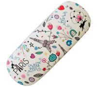 KIUB Rigid Glasses Case - Paris Eiffel Tower with Flowers Beige Fox Design One Size, beige, One size