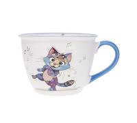 KIUB Timpani Bowl with Handle - Cat Dancing to Music - Porcelain Material - Capacity 550 ml