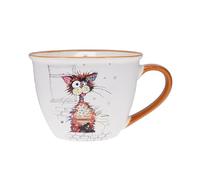 KIUB Timpani Bowl with Handle - Large Stylish Brown Cat Design - Fine Porcelain Material - Capacity 550 ml