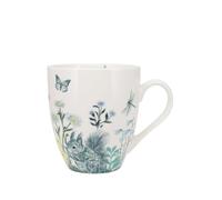 KIUB Very Large Rounded Porcelain Mug - Wonderful Garden Design Filled with Biodiversity - Height 11 cm - Capacity 500 ml - Matching Box