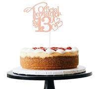 KIUEIZR 13th Birthday Cake Toppers with Elegant Appearance, Rose Gold Official Teenager Decorations, Congratulations Cake Topper Sticks for 13 Years Old Teenager Birthday Celebration
