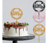 KIUEIZR 30PCS Happy Birthday Cake Toppers with Acrylic Materials, Rose Gold, Black & Gold Cupcake Decorations for Women, Congratulations Cake Topper Sticks for 18th 21st 30th 40th Birthday Celebration