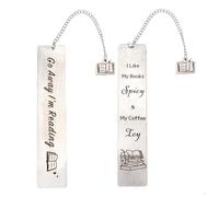 KIUEZIR 2pcs Inspirational Bookmark for Women Men, Stainless Steel Alloy Book Accessories with Interesting Words, Cute Birthday Valentine’s Day Christmas Graduation Presents for Book Lovers