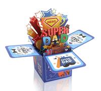 KIUEZIR 3D Pop Up Father's Day Card - Super Dad Hero Trophy Design, Funny Greeting Card for Dad's Birthday, Grandad’s Celebration & Men's Milestone Events (Includes Envelope)