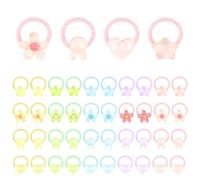 KIUEZIR 40pcs Colourful Small Hair Ties for Women - Heart/Star/Flower/Rabbit Shapes Hair Bands Set, Gentle & Elastic Nylon Ponytail Holders, Cute Accessories for School, Playdates, Festivals & Parties