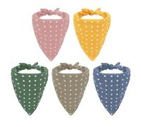 KIUEZIR 5 Packs Bandana for Small & Medium Dog, Adorable Polka Dots Design & Soft Fabric Material, Adjustable Triangle Bandana Bibs Scarf, Cute Pet Accessories & Outfits for Most Dogs or Cats
