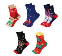 KIUEZIR 5 Pairs Christmas Socks For Women & Men, Funny & Novelty Appearances with Cotton Fuzzy Ankle Warm Material, Holiday Cosy Socks for Christmas Family Gathering or Stocking Fillers