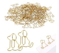 KIUEZIR 60pcs Dog Paper Clips - Gold Animal Shape Clips, Cute Decorative Stationery Supplies for Everyday, Ideal Present for Family Members, Friends & Co-Workers, Durable Alloy Material
