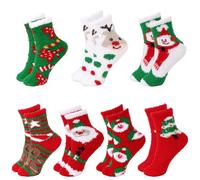 KIUEZIR 7 Pairs Christmas Fluffy Socks For Women & Men, Funny & Novelty Appearances with Cotton Fuzzy Material, Holiday Cosy Fluffy Socks for Christmas Family Gathering or Stocking Fillers