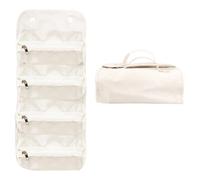 KIUEZIR Hanging Toiletry Bag, Durable & Waterproof Material with Detachable Design and Large Capacity, Travel Makeup Cosmetic Bags, Cream White Toiletries Bags for Ladies Birthday Present (Medium)