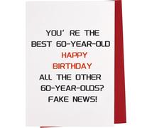 KIUEZIR Happy 60th Birthday Card for Women Men, Short & Funny Texts Printed, Thick & Durable & Foldable Greeting Card Includes Red Envelope for Men, Adults 60th Birthday Prensents, White