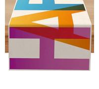 KIUEZIR Happy Birthday Table Runner 183 x 33cm, Colorful Linen Tablecloth Rectangular with Unique Lettering Design, Birthday Table Decorations for Party, Family Dinner & Gatherings