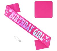 KIUEZIR Hot Pink Birthday Girl Sash for 13th 16th 18th 21st Women, Soft & Lightweight Fabric Sash with Adjustable Pin, Accessories for Girls Birthday Party & Celebration Decorations, 84.5cm * 9.5cm