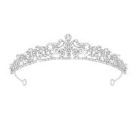 KIUEZIR Silver Fairy Princess Tiara for Women Halloween, with 4 Hair Clips | Alloy Crown Headband with Sparkling Crystal, Simple Cosplay Hair Accessories for Ladies, Halloween Princess Costume Adult