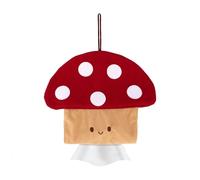 KIUEZIR Tissue Box Cover Rectangular, Soft & Durable Fabric Material, Cute Mushroom Shaped Napkin Holder for Bathroom, Kitchen, Vanity, Office & Car, Hand Towel Tissue Box Holder, 26x28cm (Red)