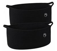 KIUGCO Dog Toy Basket, 30L Toy Box and Bin for Dog Cat Storage, 20" X 11" X 8" inch Large Woven Rope Basket for Blanket Storage, Living Room, Bedroom, White & Brown， 2 Pack