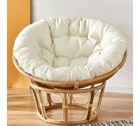 KIUGOP Papasan Chair with Round Cushion, Polyrattan Hanging Design in White, 140 x 140 cm
