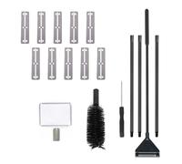 Kiuiom 115 cm Algae Scraper, Aquarium Cleaning Tools, Aquarium Cleaning Tool with Removable Rod, with Dirt Net, Right Angle Brush, Pack of 10 Stainless Steel Blades