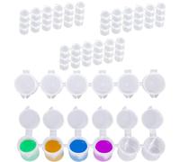Kiuiom 60PCS Mini Paint Cup Pots,Pots Empty Paint Strips,3ML Plastic Paint Container,Clear Pot For Storage Acrylic Paint Paintings,For Classrooms Paintings Art Festivals