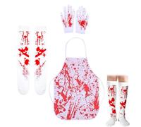 Kiuiom Butcher Costume Halloween, Bloody Butcher Apron Halloween, Horror | With 1 pair of gloves, 1 pair of socks, Halloween slaughter costume horror set, awakening, for party cosplay decoration