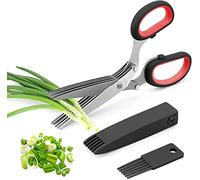 Kiuiom Modern Kitchen Herb Scissors, 5-Blade Stainless Steel, Black