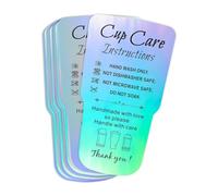 KIUKIUO 240 PCS Tumbler Care Instructions Holographic Cards Packaging Customer Direction Card for Tumbler, Cup, 3.5 x 2 InchMug Small Business Online Shop Owner