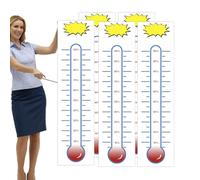 KIUKIUO 5 Pcs Fundraising Thermometer Goal Charts 10 x 40 Dry Erase Goal Trackers Chart Thermometer Goal Setting Wall Poster Vinyl Sticker for Home School Office Fundraising (White)