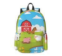 KiuLoam 17 Inch Backpack Cute Llama Alpaca With Cactus Laptop Backpack Shoulder Bag School Bookbag Casual Daypack, Farm Animals, One size