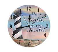 KiuLoam Coastal Lighthouse Summer Round Wall Clock Silent Non Ticking Battery Operated Easy to Read for Student Office School Home Decorative Clock Art