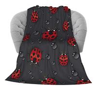KiuLoam Flannel Blanket Ladybug Raindrop Fleece Throw Blanket for Couch Sofa Living Room Bedroom 50x60 Inches for Kids Women Men