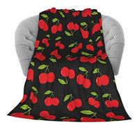 KiuLoam Flannel Blanket Red Cherry Pattern Fleece Throw Blanket for Couch Sofa Living Room Bedroom 50x60 Inches for Kids Women Men