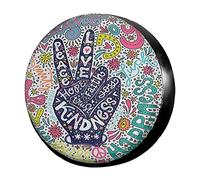KiuLoam Floral Peace Sign Gesture Spare Tire Cover Polyester Universal Sunscreen Waterproof Wheel Covers for Trailer RV SUV Truck and Many Vehicles (17" for Diameter 31"-33")