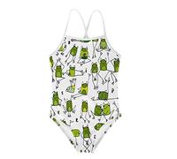 KiuLoam Funny Green Frogs Girls Swimwear One Piece Swimsuits Bathing Suit for 3-8 Years Baby Girl - green - 5-6 Years