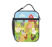 KiuLoam Insulated Lunch Box Farm Animals Cow Pig Sheep Reusable Lunch Bag With Shoulder Strap For Women/Men/Girls/Boys Lunchbox Meal Tote Bag